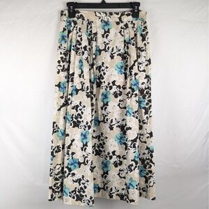 Vtg Joshua Power Floral Hawaiian Skirt 12 L Elastic Waist USA Made Cotton Boho
